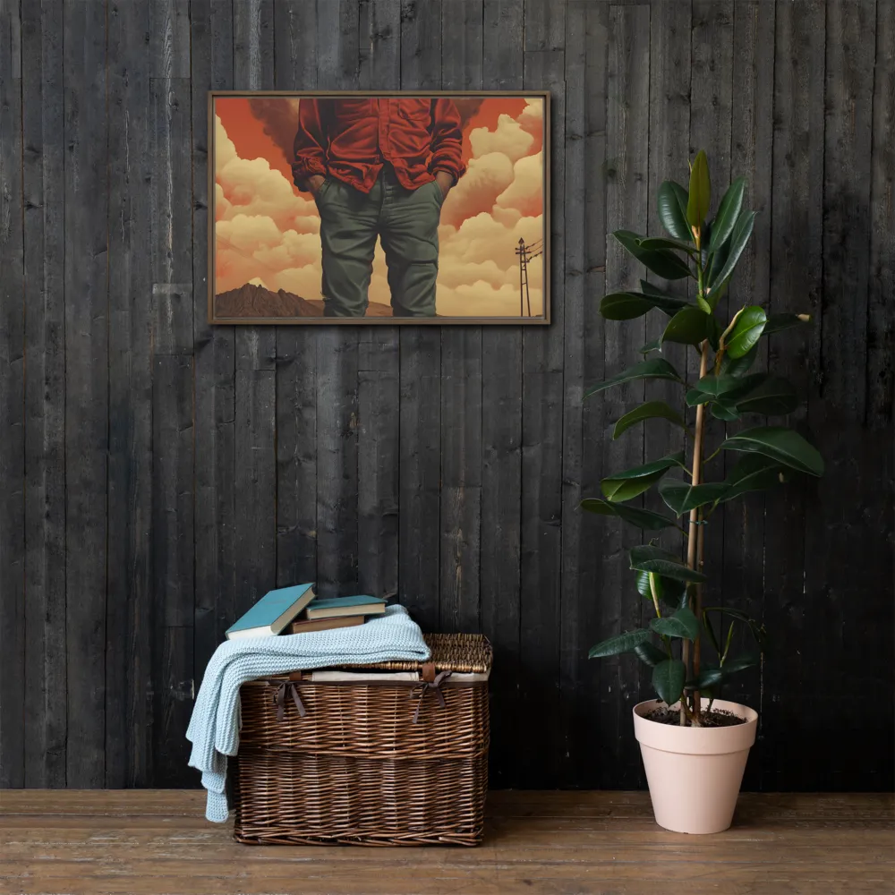 Defiant Spirit in a Surreal Landscape | Canvas with Brown Frame | 20″×30″