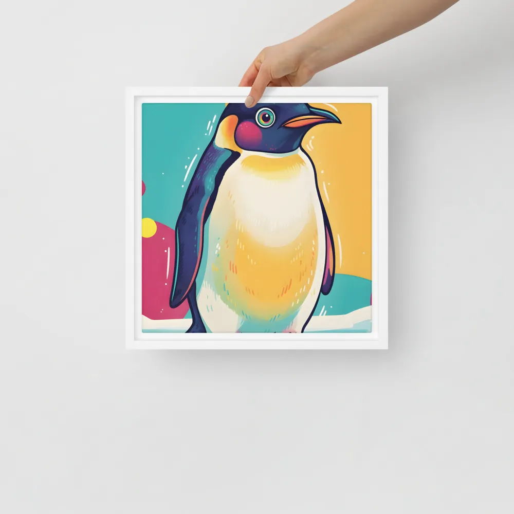 Colorful Penguin 
 Canvas with White Frame | 12″x 12″