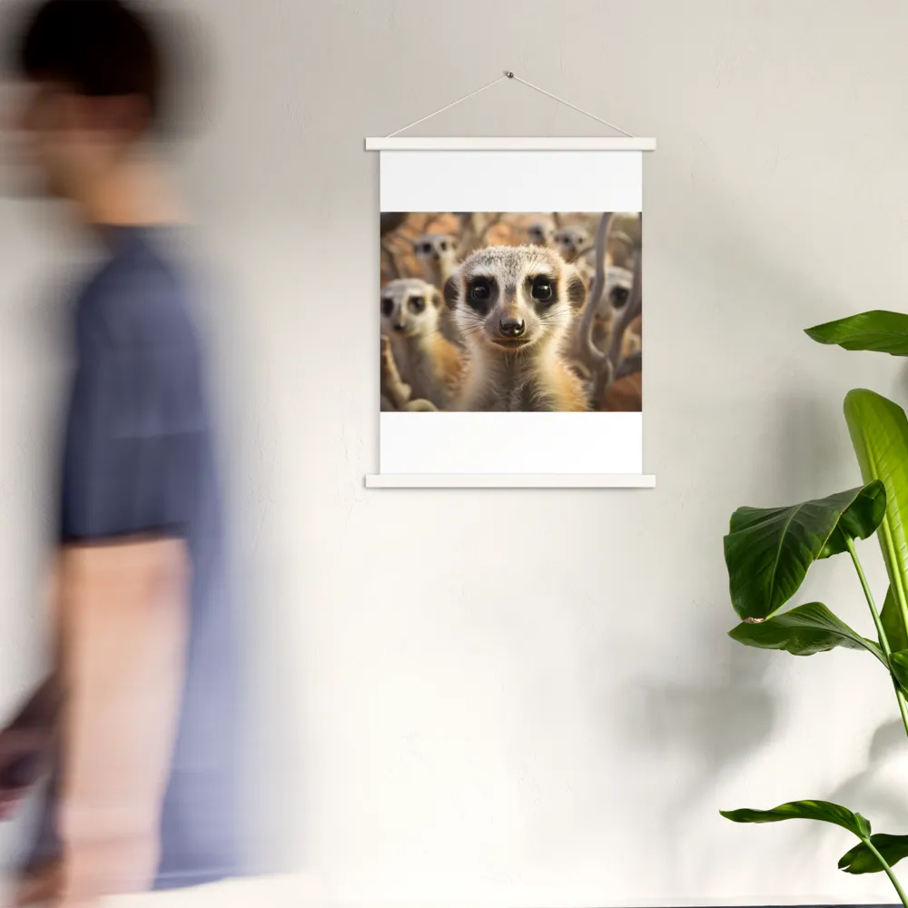 Curious Meerkats in Community | Poster With White Wood Hanger | 18″×24″