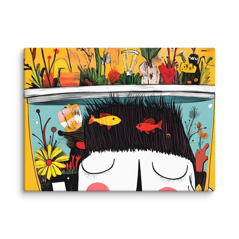 Whimsical Garden Head | Canvas | 9″×12″