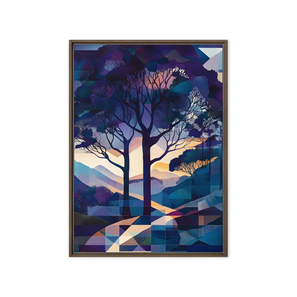 Tranquil Geometry: A Journey Through Color | Canvas with Brown Frame | 20″×28″