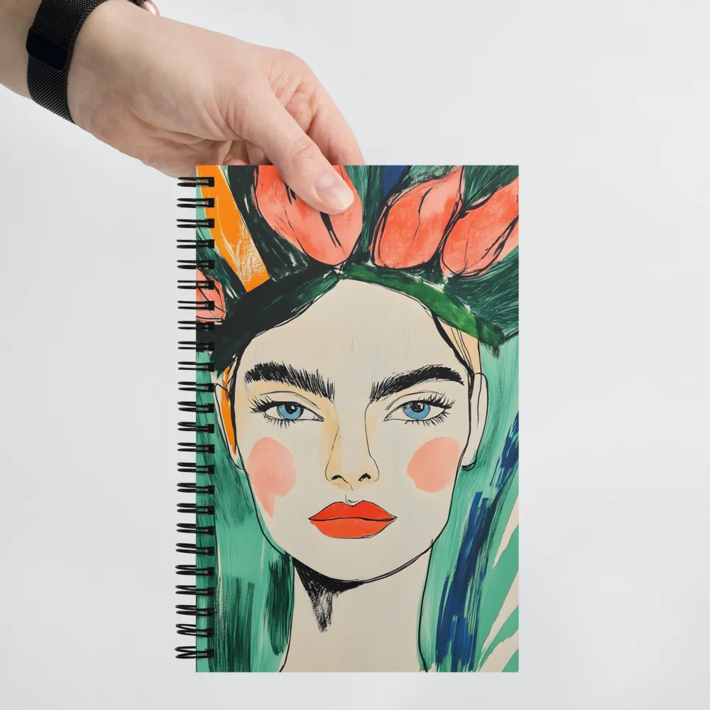 Radiant Bloom: A Serene Portrait | Spiral Notebook