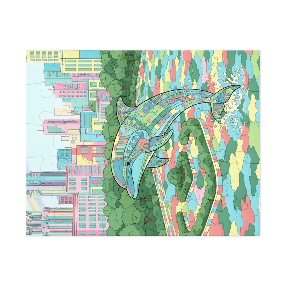 Pastel Dolphin Park 
 Jigsaw Puzzle in Tin Box
