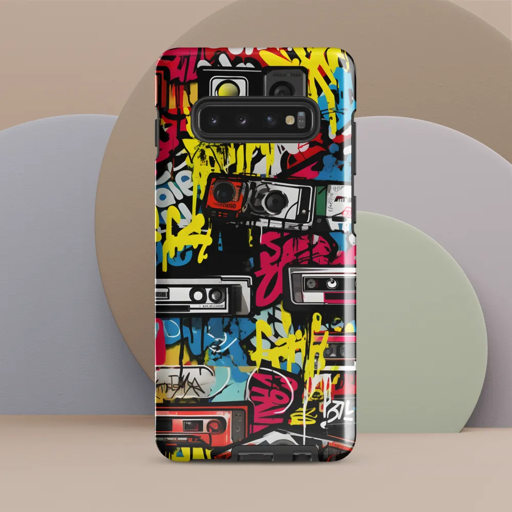 Urban Nostalgia: A Retro Cassette Explosion | Phone Case |  S10 Plus | Tough Case | Glossy