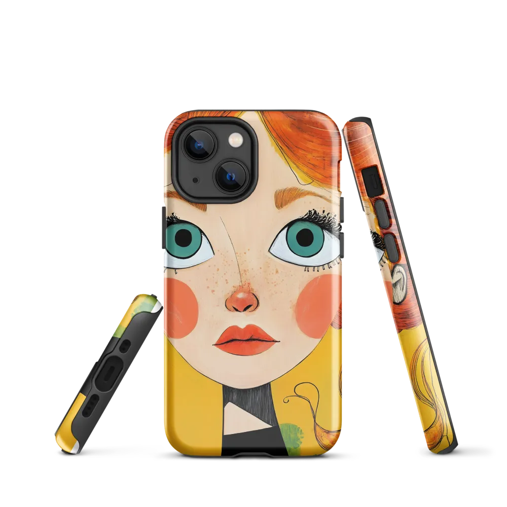 Whimsical Portrait of a Girl | Phone Case |  13 mini | Tough Case | Glossy