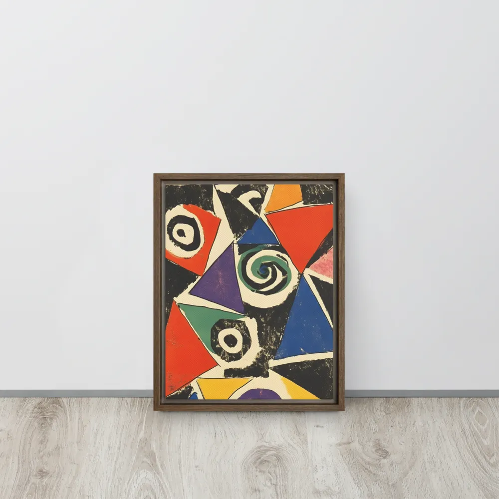 Dynamic Geometric Abstraction | Canvas with Brown Frame | 11″×14″
