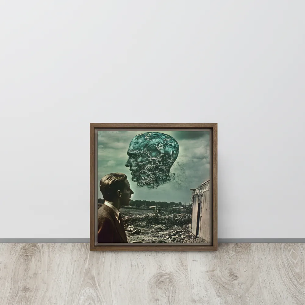 Ethereal Reflections: Identity in a Fragmented World | Canvas with Brown Frame | 12″×12″