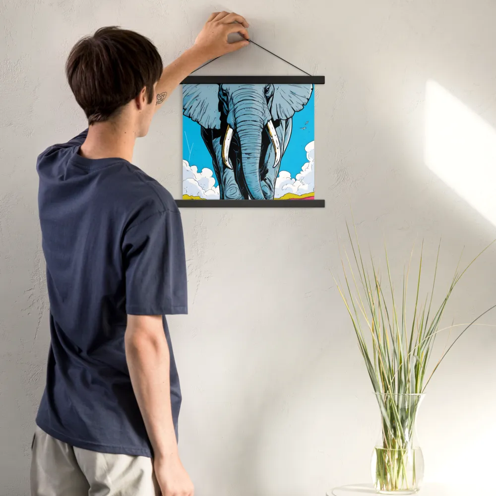 Majestic Presence: The Elephant | Poster With Black Wood Hanger | 14″×14″