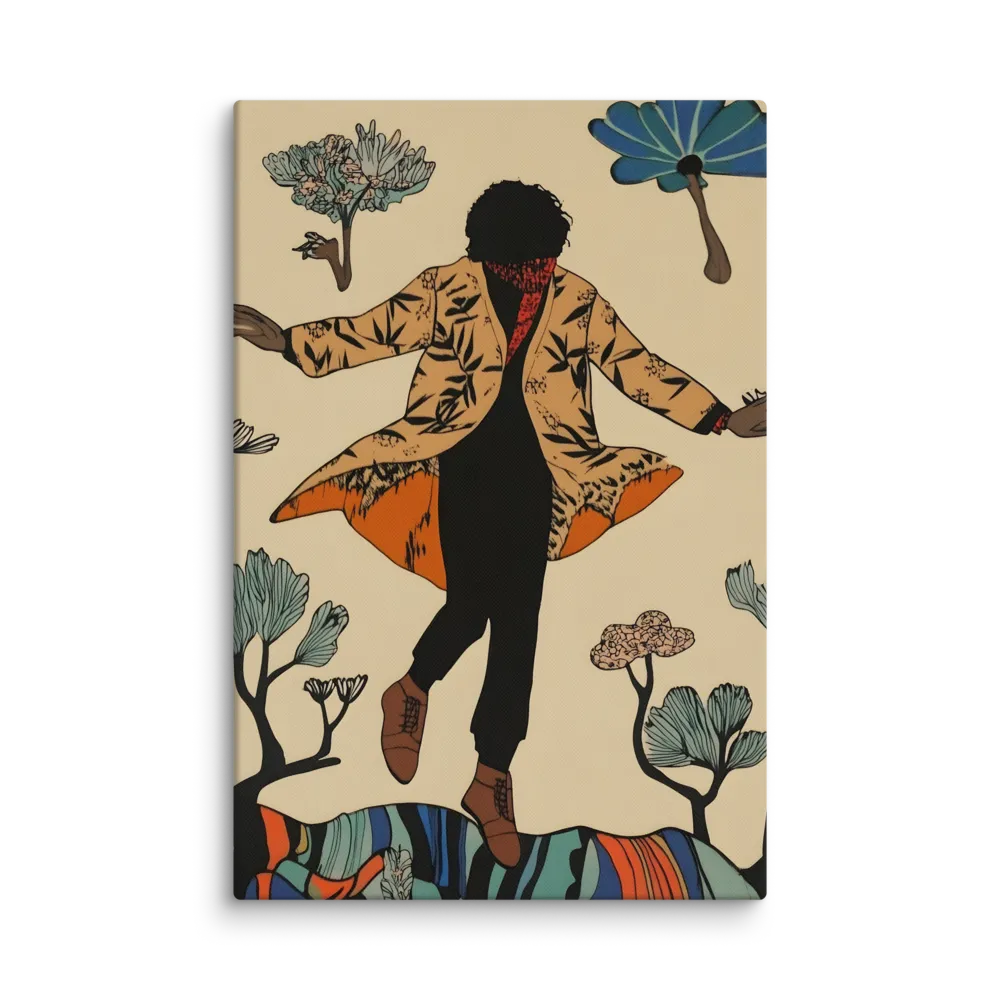Leaping Figure with Floral Coat 
 Canvas | 40″x 60″