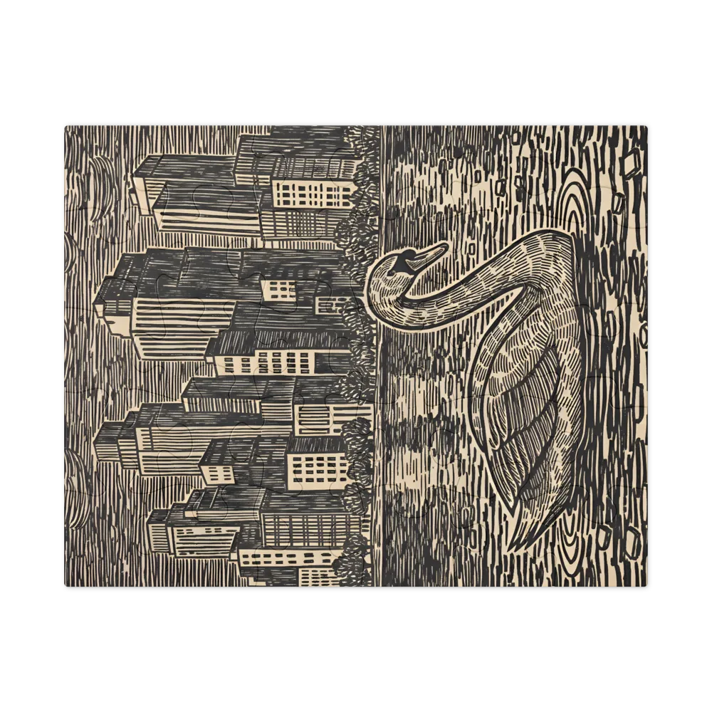 Swan and Skyline 
 Jigsaw Puzzle in Tin Box