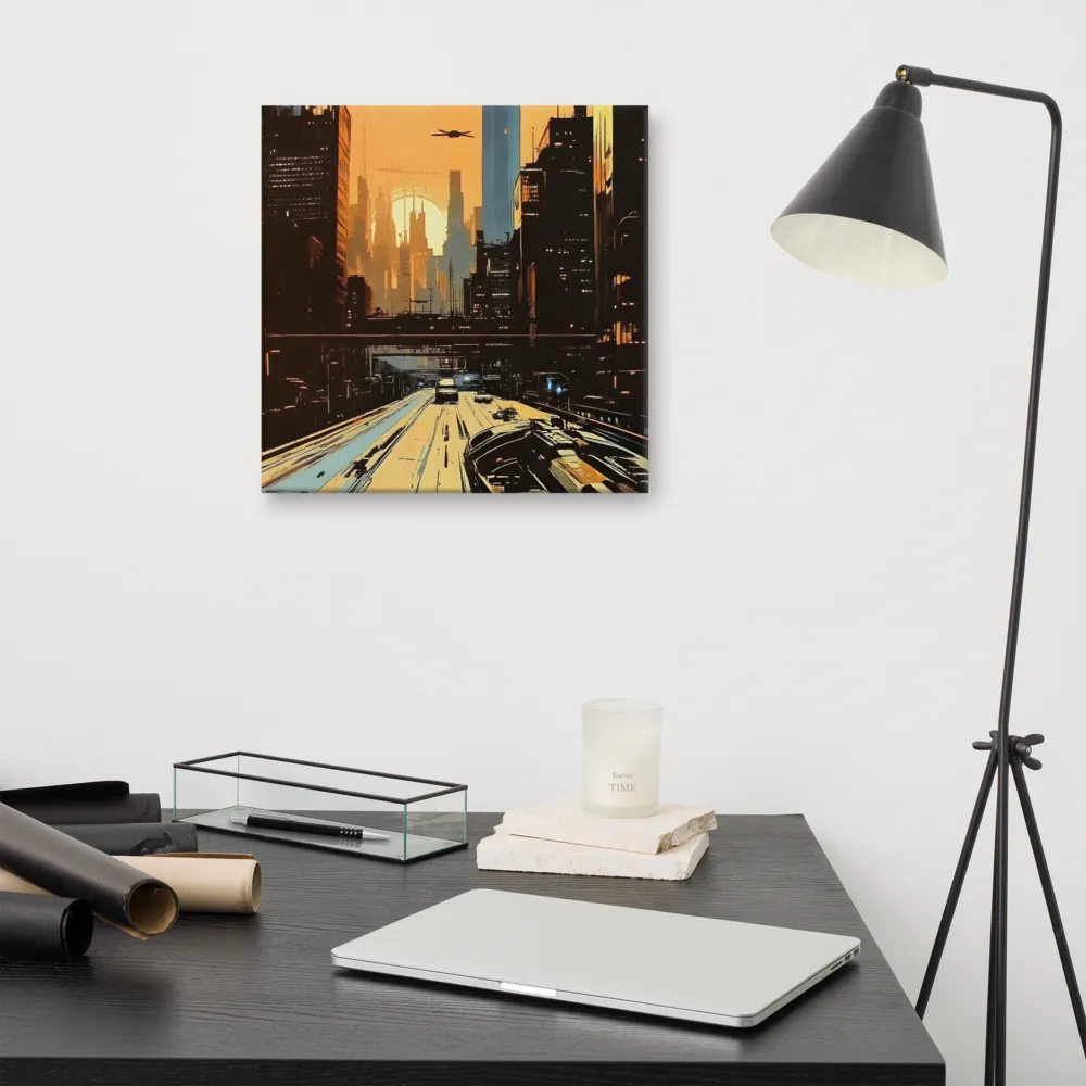 Metro Nexus: A Futuristic Cityscape | Canvas | 16″×16″
