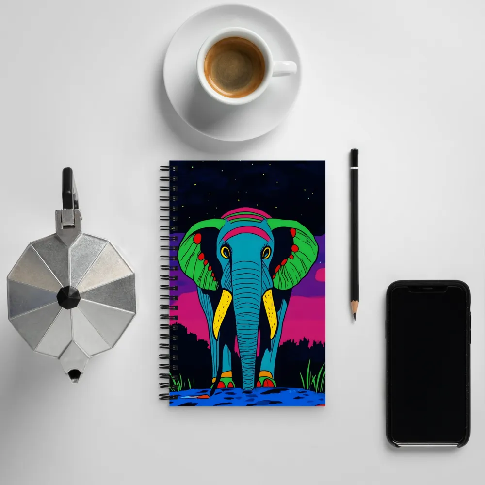 Whimsical Majesty: The Vibrant Elephant | Spiral Notebook