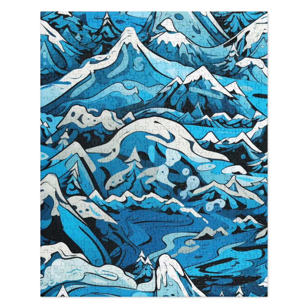 Frozen Harmony: A Blue Mountain Odyssey | Jigsaw Puzzle | 520 pieces