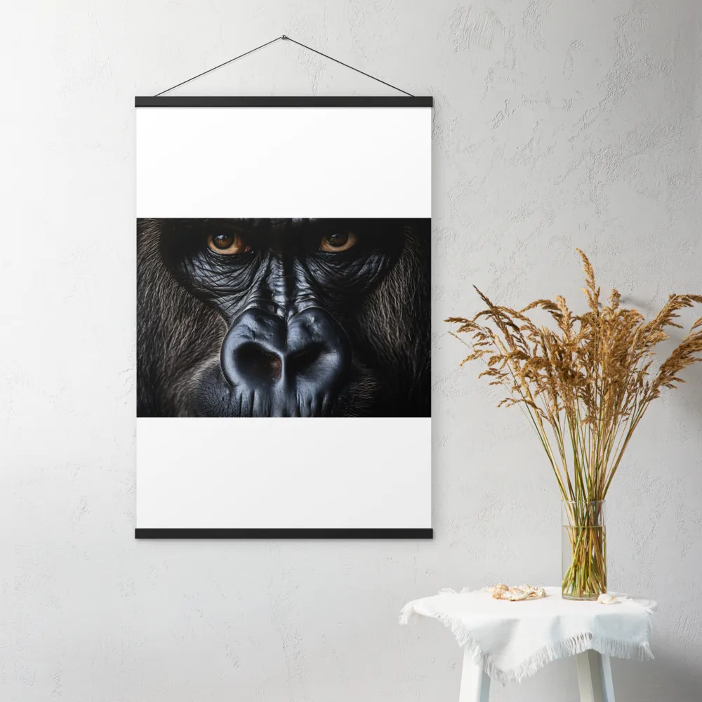 Gaze of the Wild: A Gorilla's Portrait | Poster With Black Wood Hanger | 24″×36″