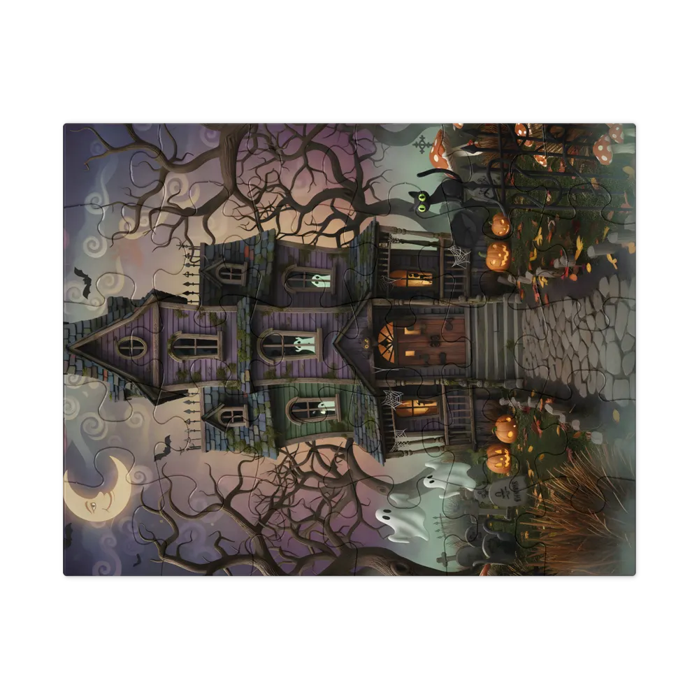Moonlit Haunted House 
 Jigsaw Puzzle in Tin Box