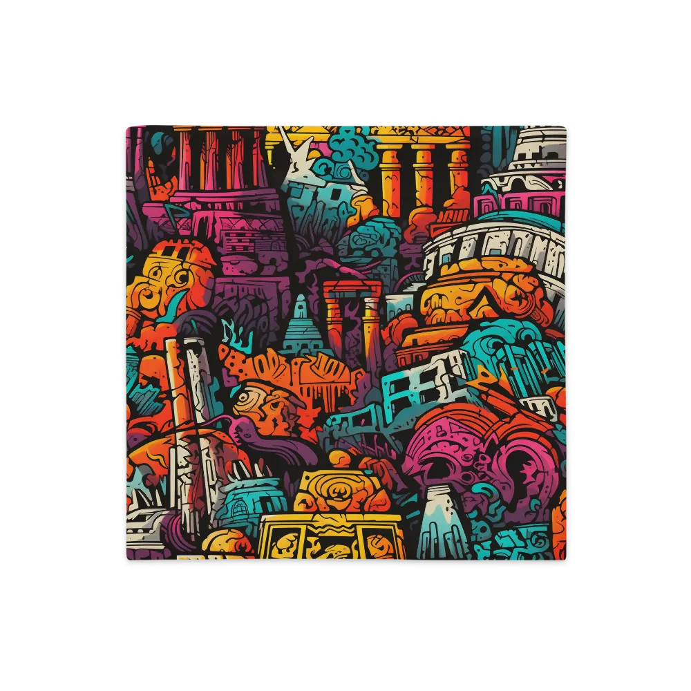 Vibrant Urban Surrealism | Pillow Case | 18″×18″