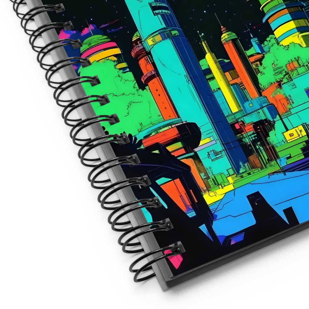 Neon Dreams: A Futuristic Cityscape | Spiral Notebook