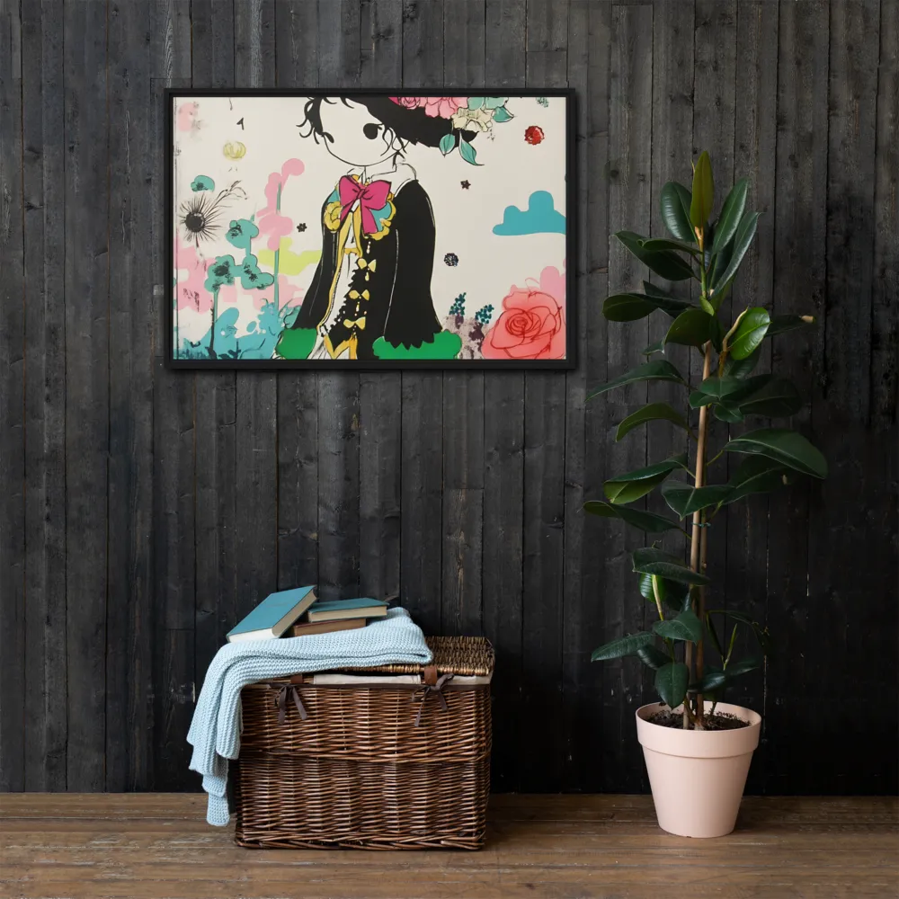Whimsical Garden Reverie | Canvas with Black Frame | 24″×36″