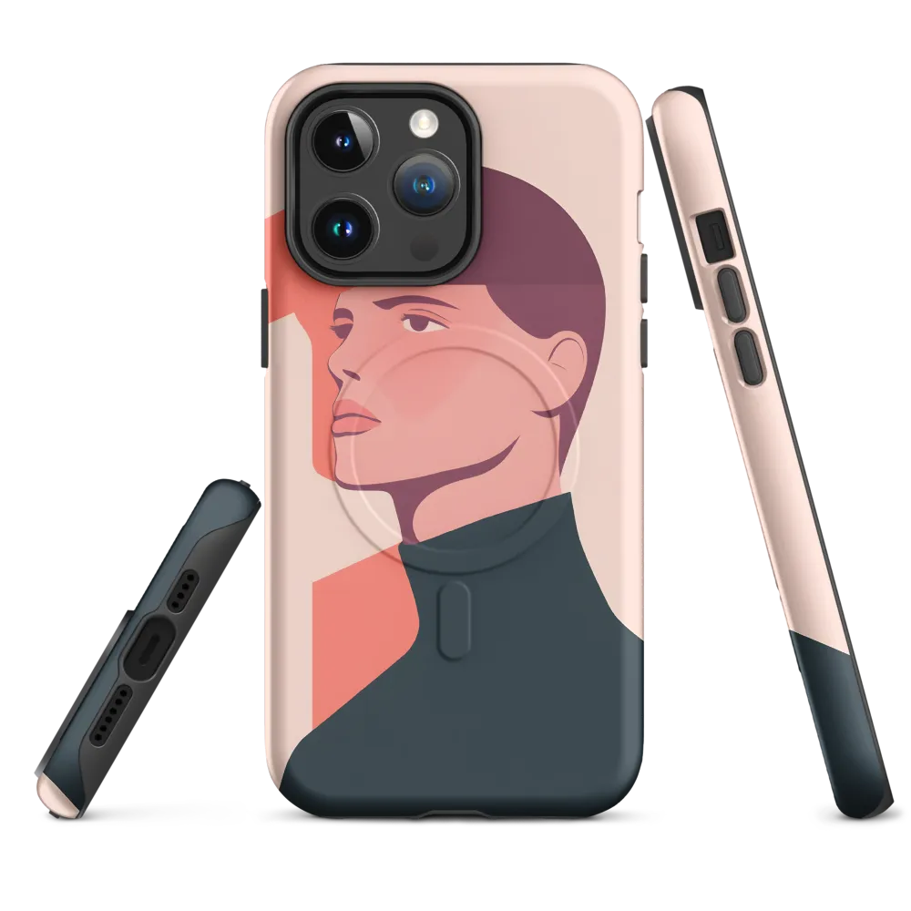 Contemplative Portrait in Minimalism | Phone Case |  14 Pro Max | MagSafe® Tough Case | Matte