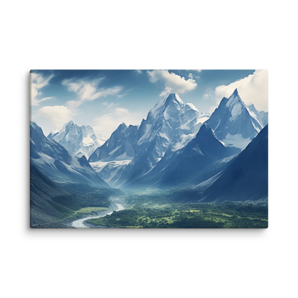 Majestic Serenity: A Landscape of Mountains and Rivers | Canvas | 12″×18″
