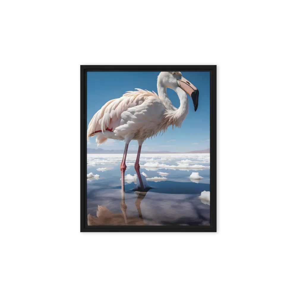 Graceful Solitude of a Flamingo | Canvas with Black Frame | 8″×10″