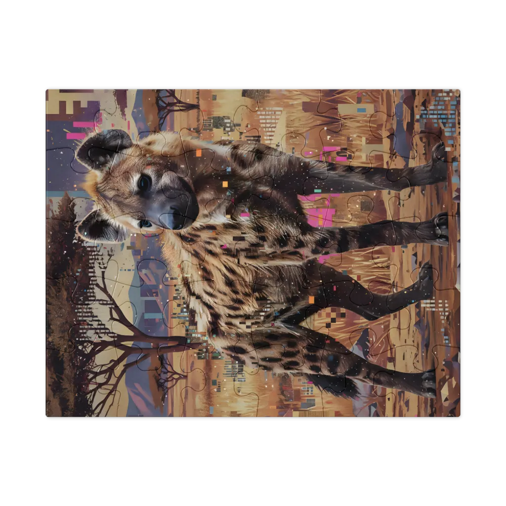 Glitched Hyena 
 Jigsaw Puzzle in Tin Box