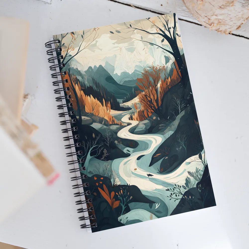 Winding Serenity: A Digital Landscape | Spiral Notebook