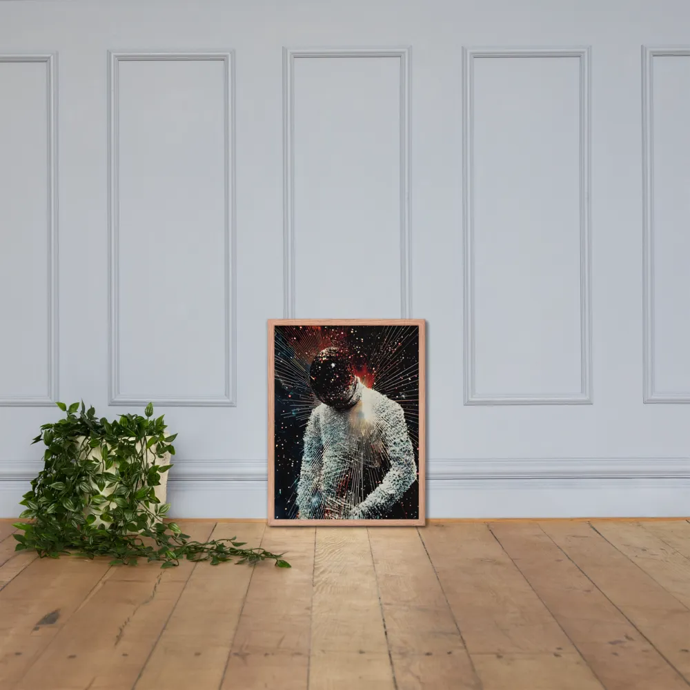 Ethereal Astronaut: A Journey Through the Cosmos | Poster with Red oak Frame | 18″×24″