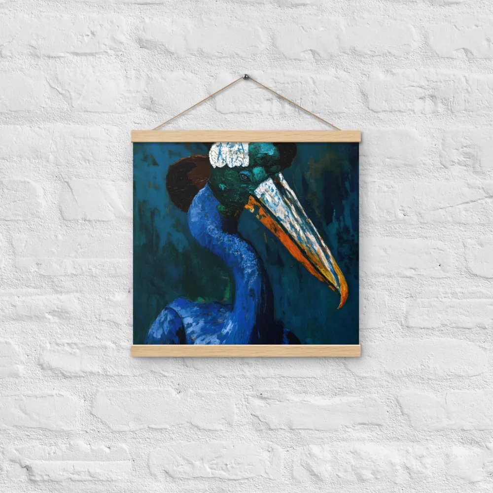 Majestic Absurdity: The Hat-Wearing Bird | Poster With Oak Wood Hanger | 16″×16″