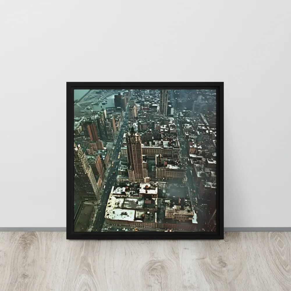 Aerial Symphony of Urban Life | Canvas with Black Frame | 16″×16″