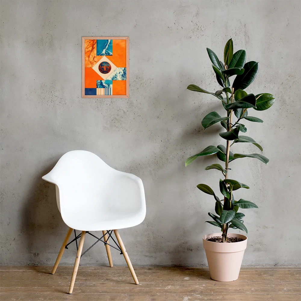Harmonious Encounters: Abstract Geometry | Poster with Red oak Frame | 12″×16″