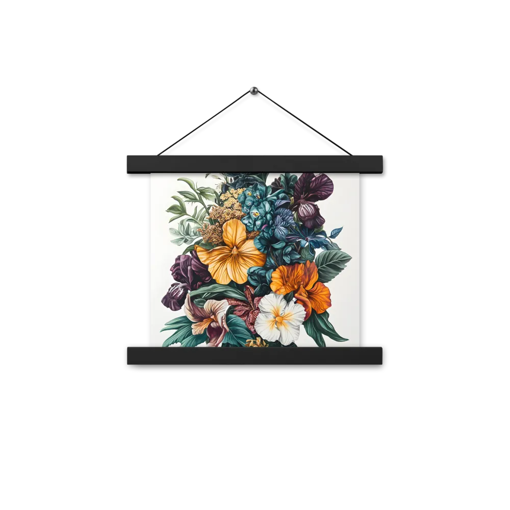 Floral Symphony | Poster With Black Wood Hanger | 10″×10″