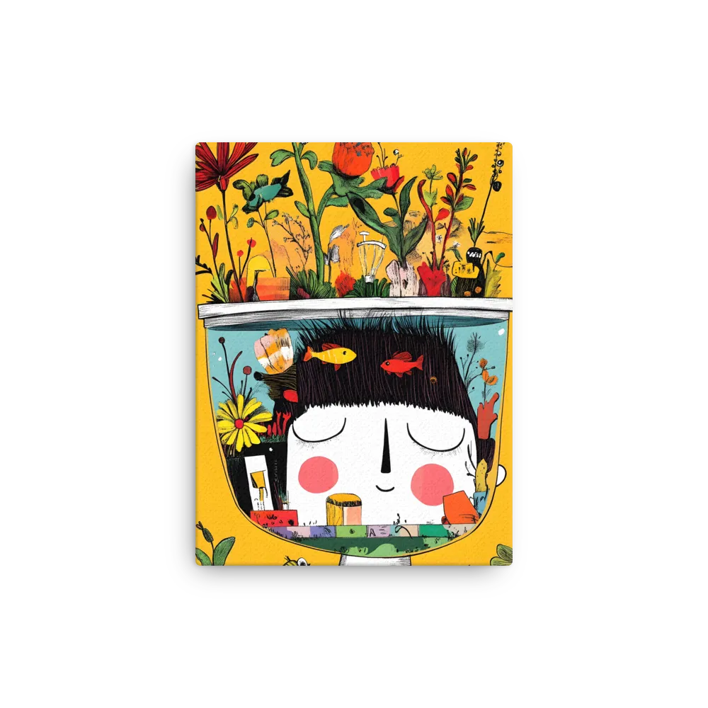 Whimsical Garden Head | Thin Canvas | 9″×12″