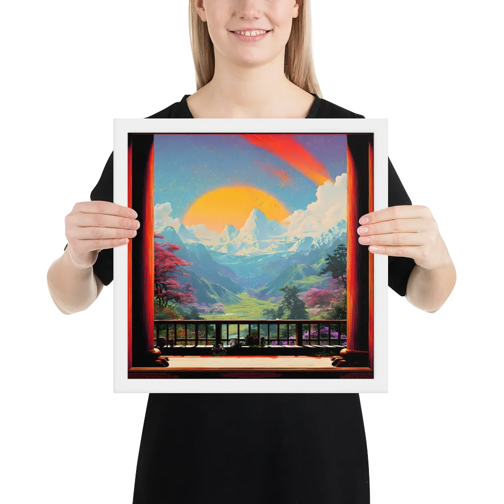 Golden Mountain Vista 
 Poster with White Frame | 14″x 14″