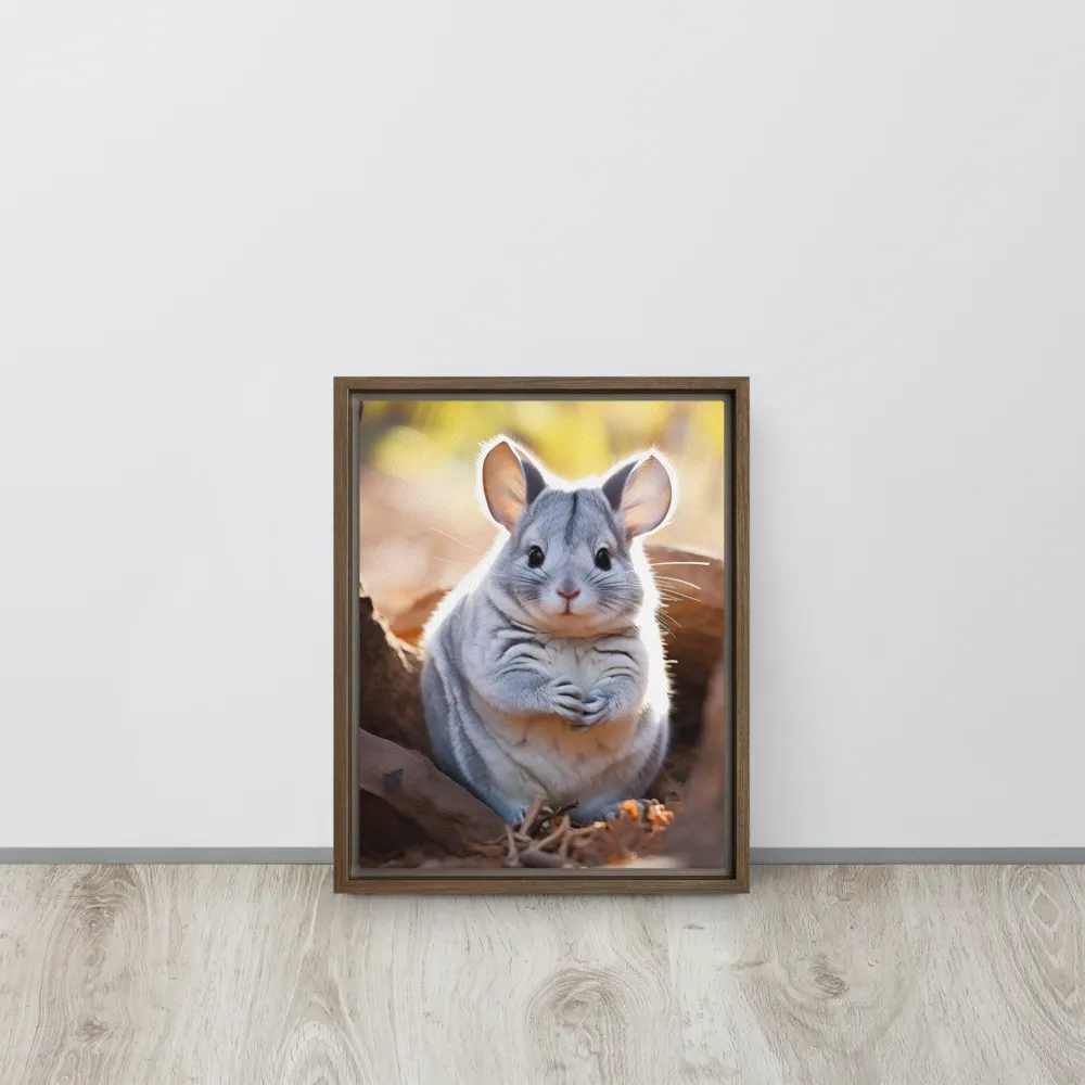Gentle Whispers of Nature: The Chinchilla | Canvas with Brown Frame | 11″×14″
