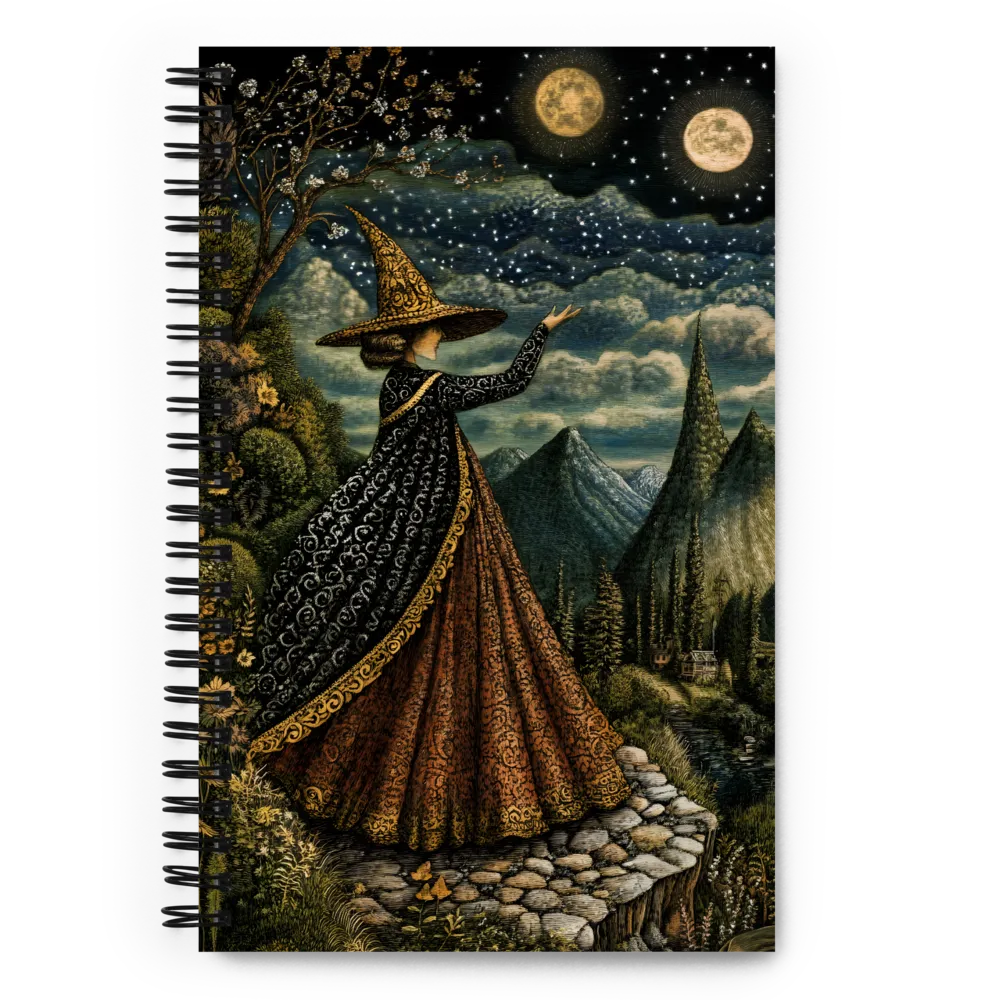 Embrace of the Celestial Witch | Spiral Notebook