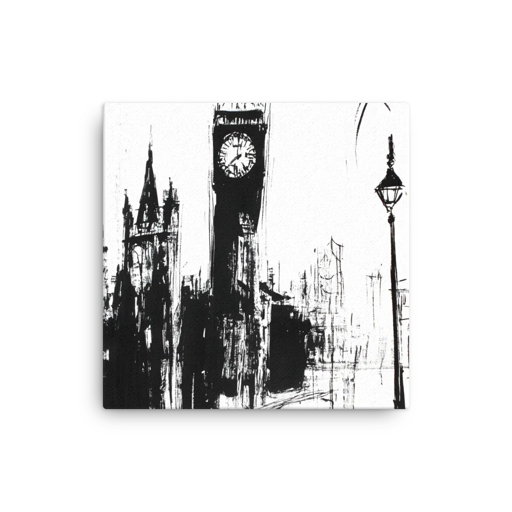Clock Tower in Motion | Thin Canvas | 16″×16″