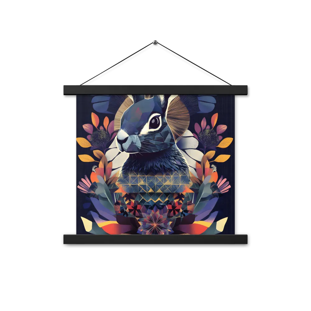 Ethereal Bunny: A Geometric Wonderland | Poster With Black Wood Hanger | 14″×14″