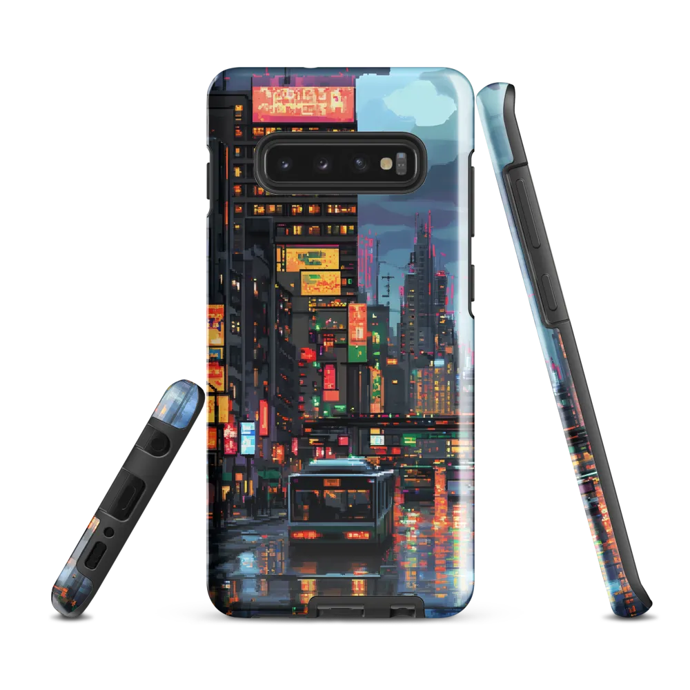 Neon Dreams: A Pixelated Urban Night | Phone Case |  S10 Plus | Tough Case | Glossy