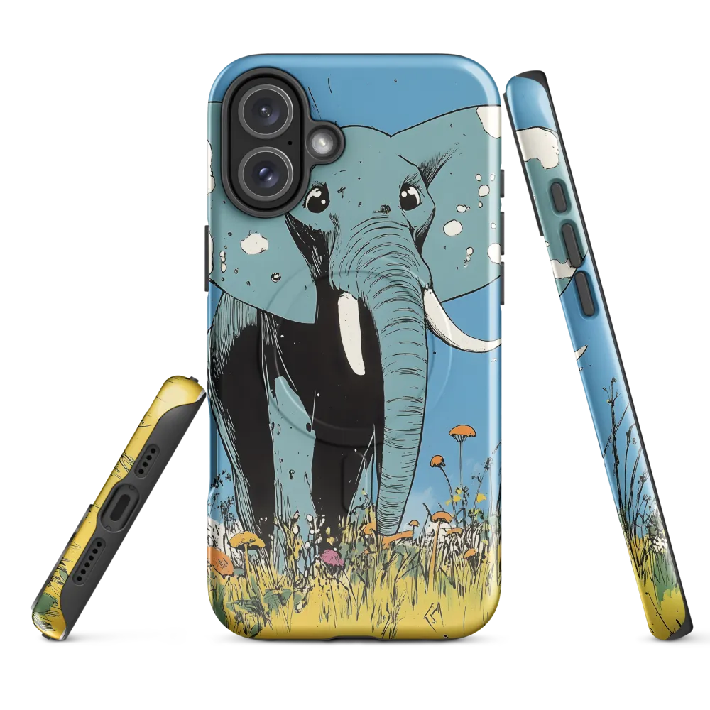 Whimsical Blue Elephant in Bloom
