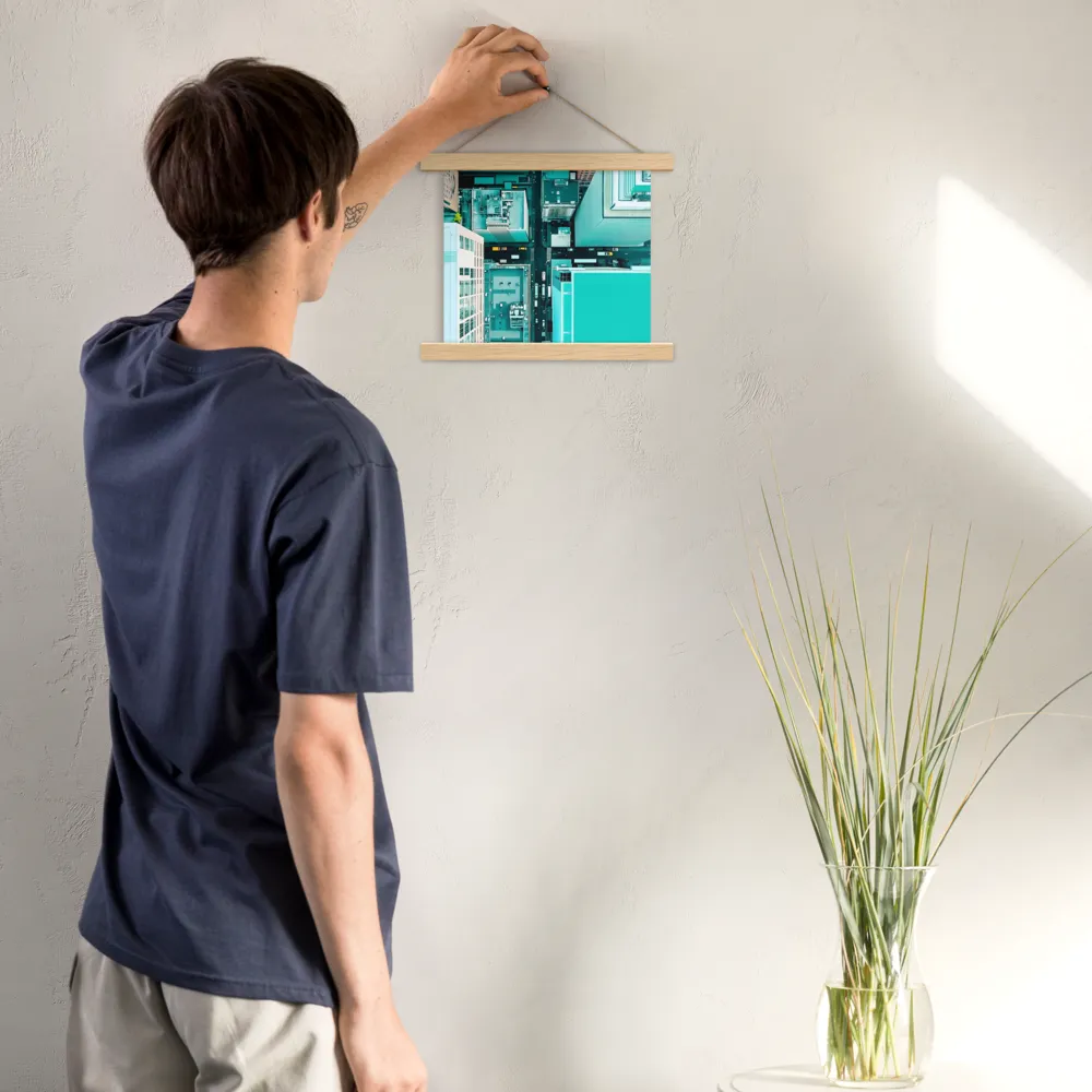 Urban Geometry: Aerial Perspective | Poster With Oak Wood Hanger | 10″×10″