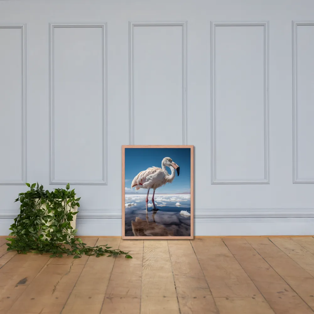 Graceful Solitude of a Flamingo | Poster with Red oak Frame | 18″×24″