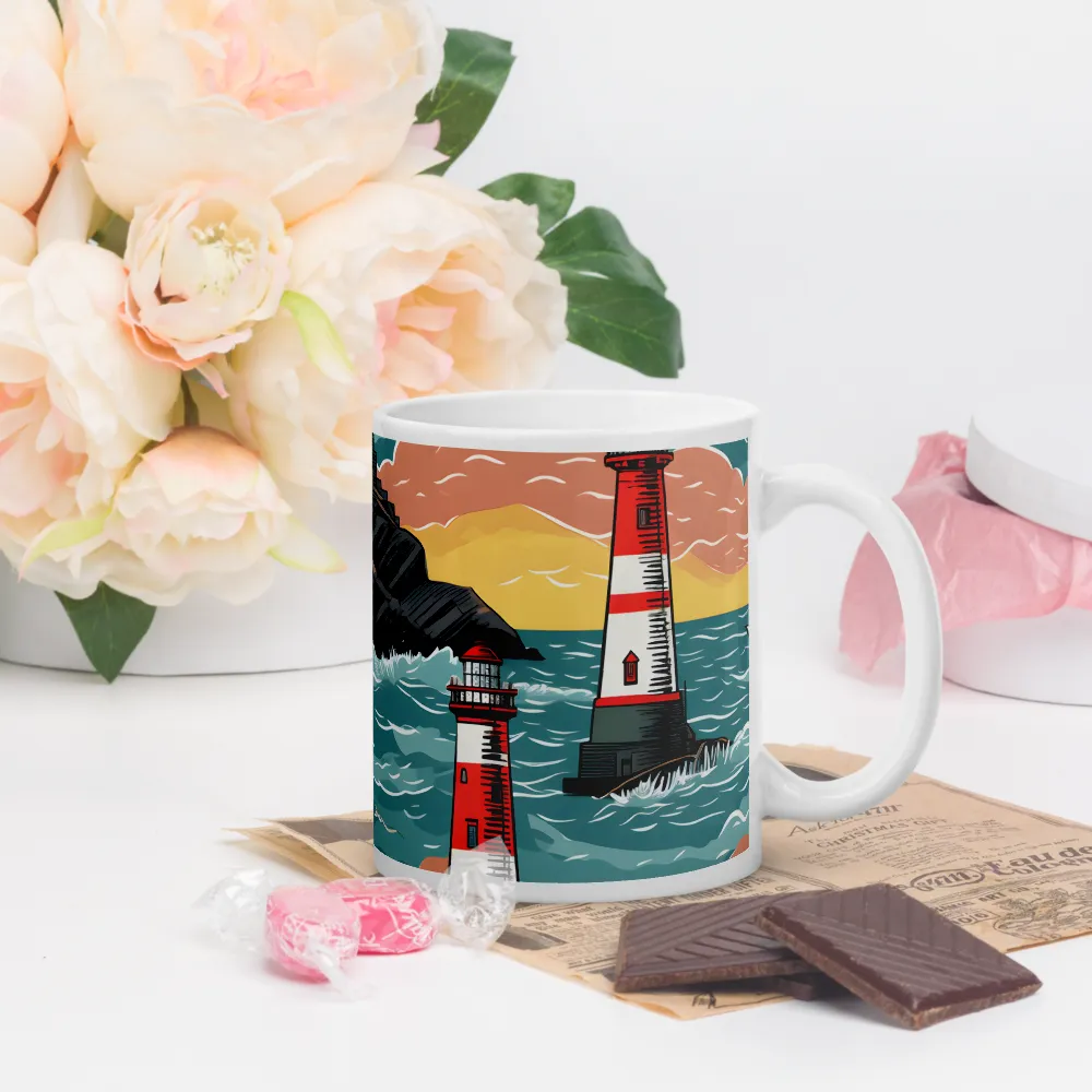 Lighthouses in a Whimsical Ocean | Mugs | Multiple Sizes & Colors