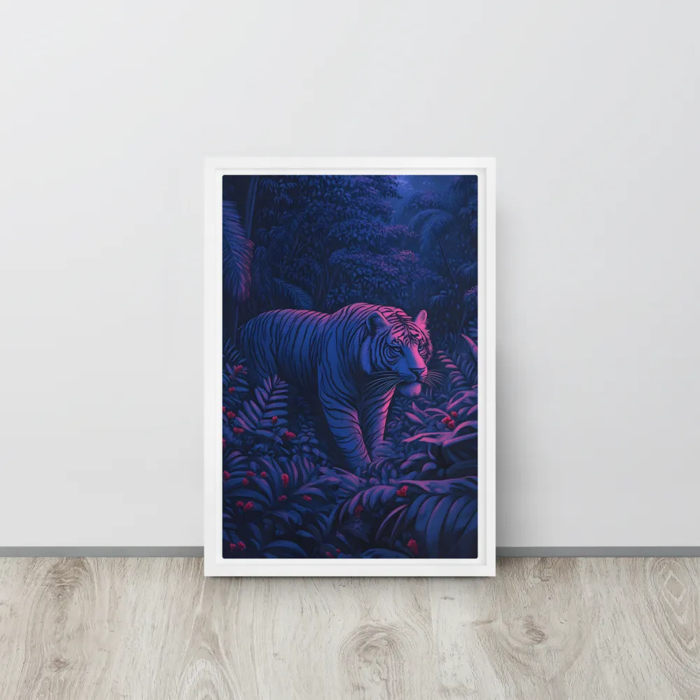 Mystic Prowler: The White Tiger in the Jungle | Canvas with White Frame | 12″×18″