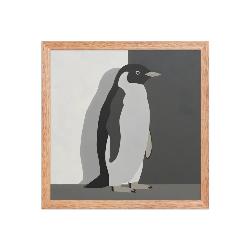 Monochrome Penguin 
 Poster with Red oak Frame | 14″x 14″