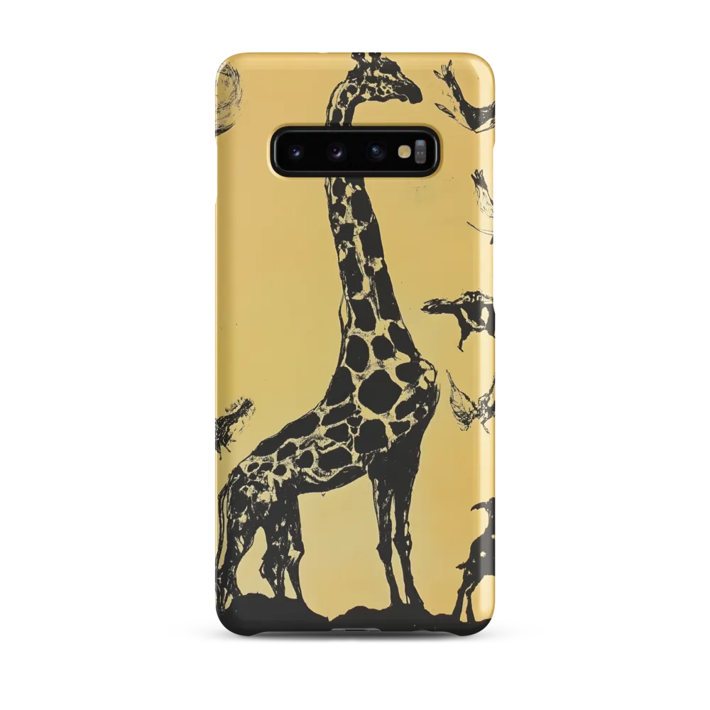 Whimsical Harmony of Giraffe and Birds