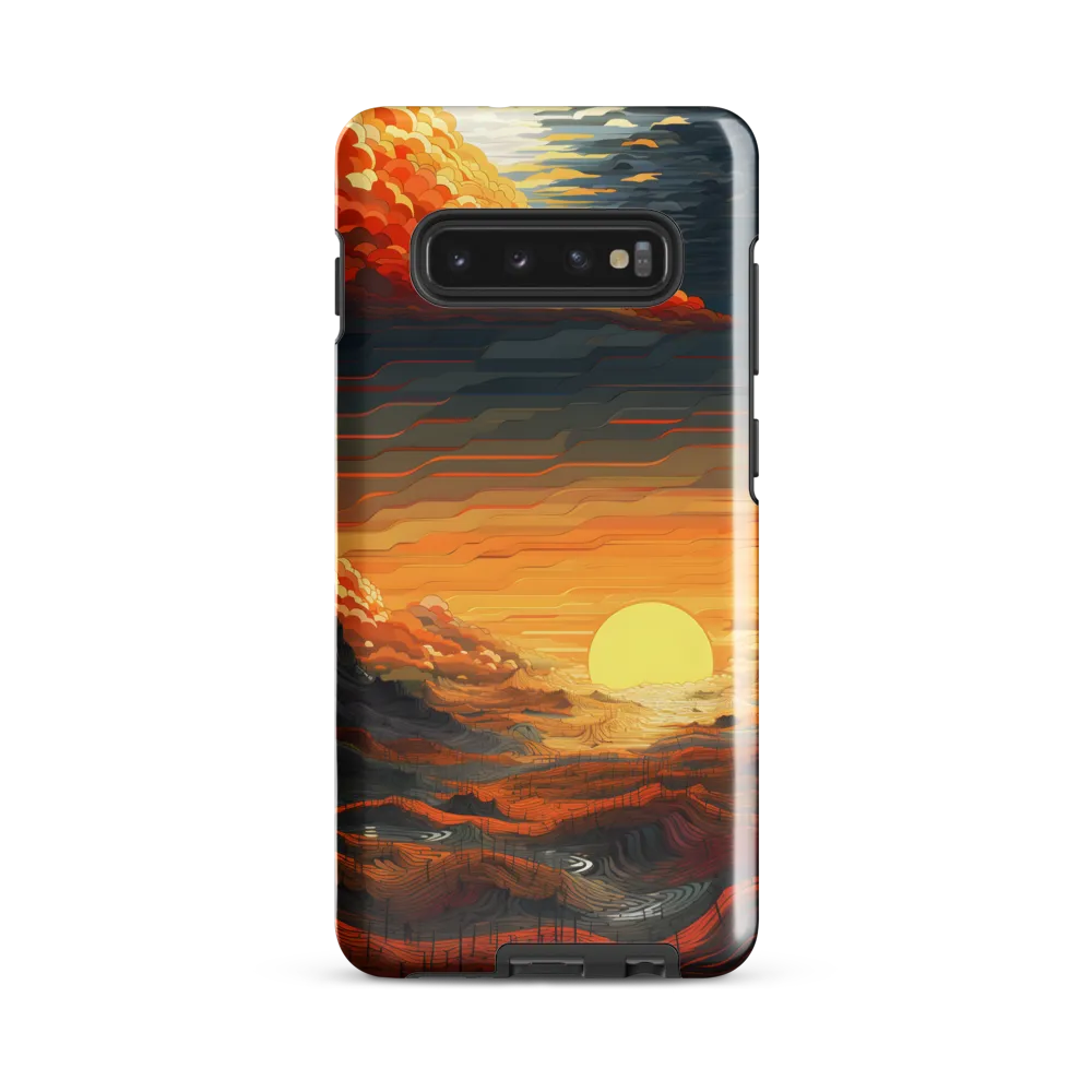 Ethereal Sunset: A Serene Landscape in Flowing Forms | Phone Case |  S10 Plus | Tough Case | Glossy