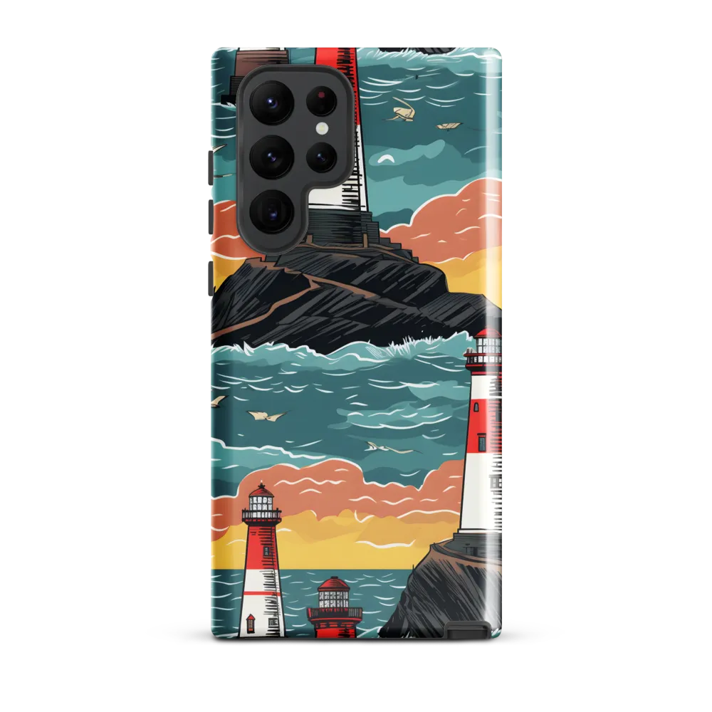 Lighthouses in a Whimsical Ocean | Phone Case |  S22 Ultra | Tough Case | Glossy