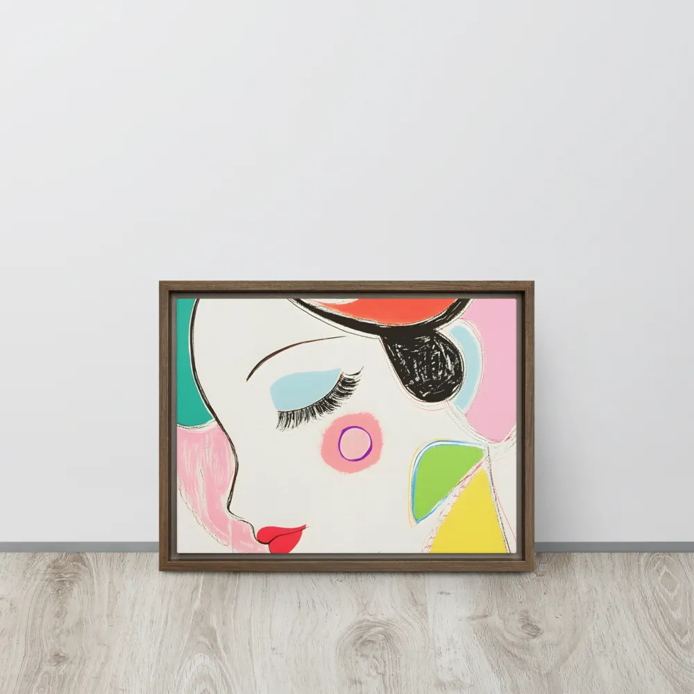 Whimsical Portrait in Colorful Abstraction | Canvas with Brown Frame | 12″×16″