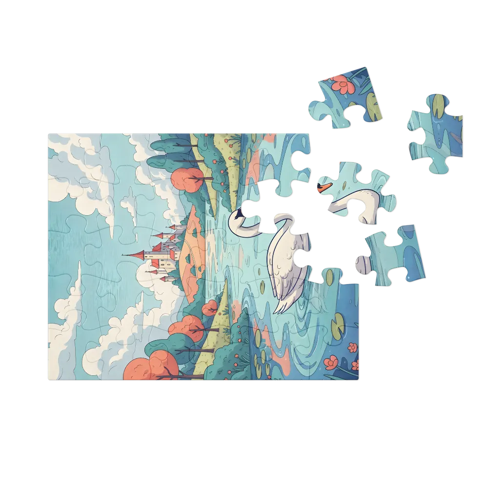 Castle Pond Swan 
 Jigsaw Puzzle in Tin Box